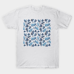 Modern Fern Leaves - Blue T-Shirt